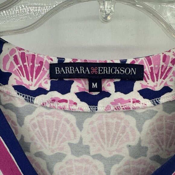 BARBARA ERICKSON dress shift sheath seashells beach resort cruise colorful M - Picture 6 of 7